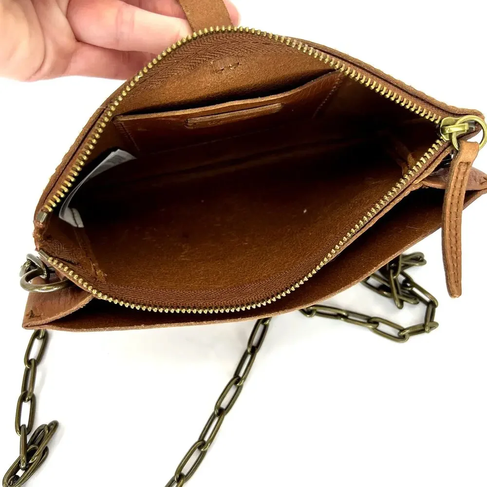 Madewell Transport Accordian Crossbody Purse Bag English Saddle Tan Leather